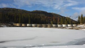 A dam with snow